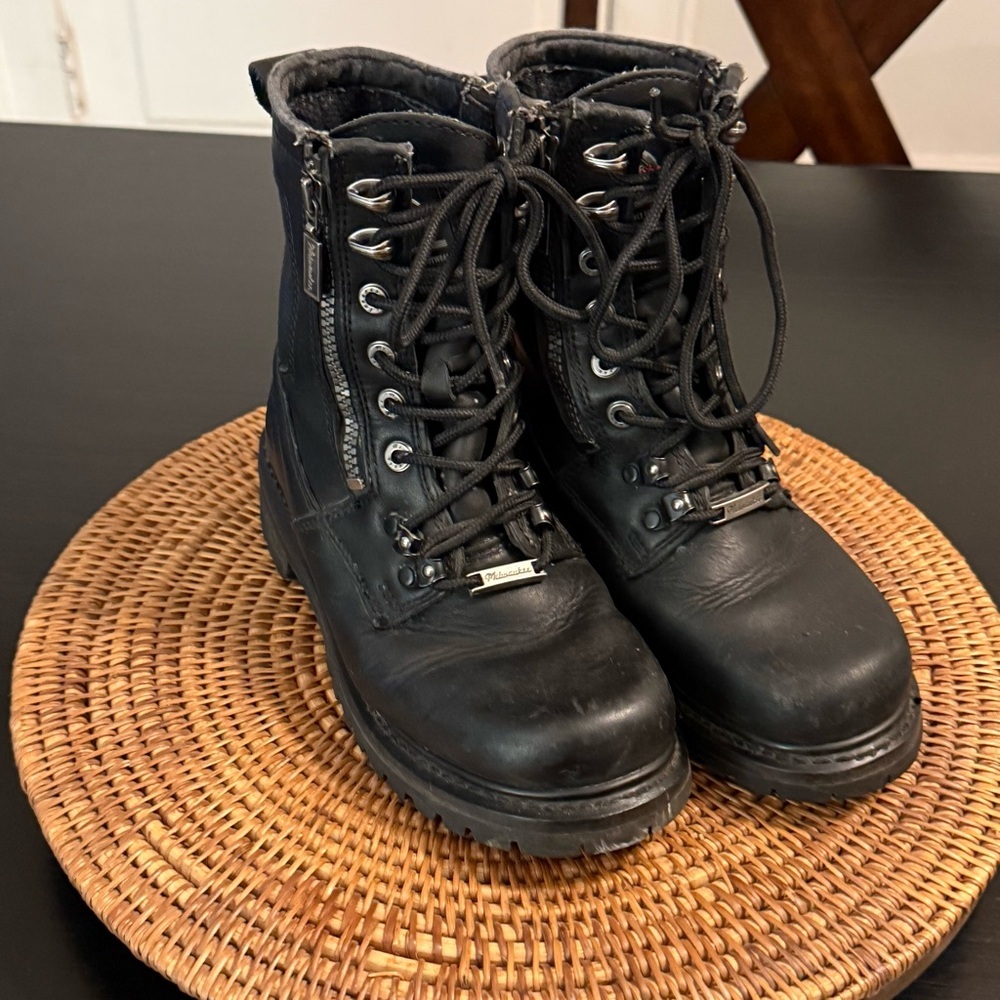 Milwaukee brand Black‎ Lace-Up Combat Boots